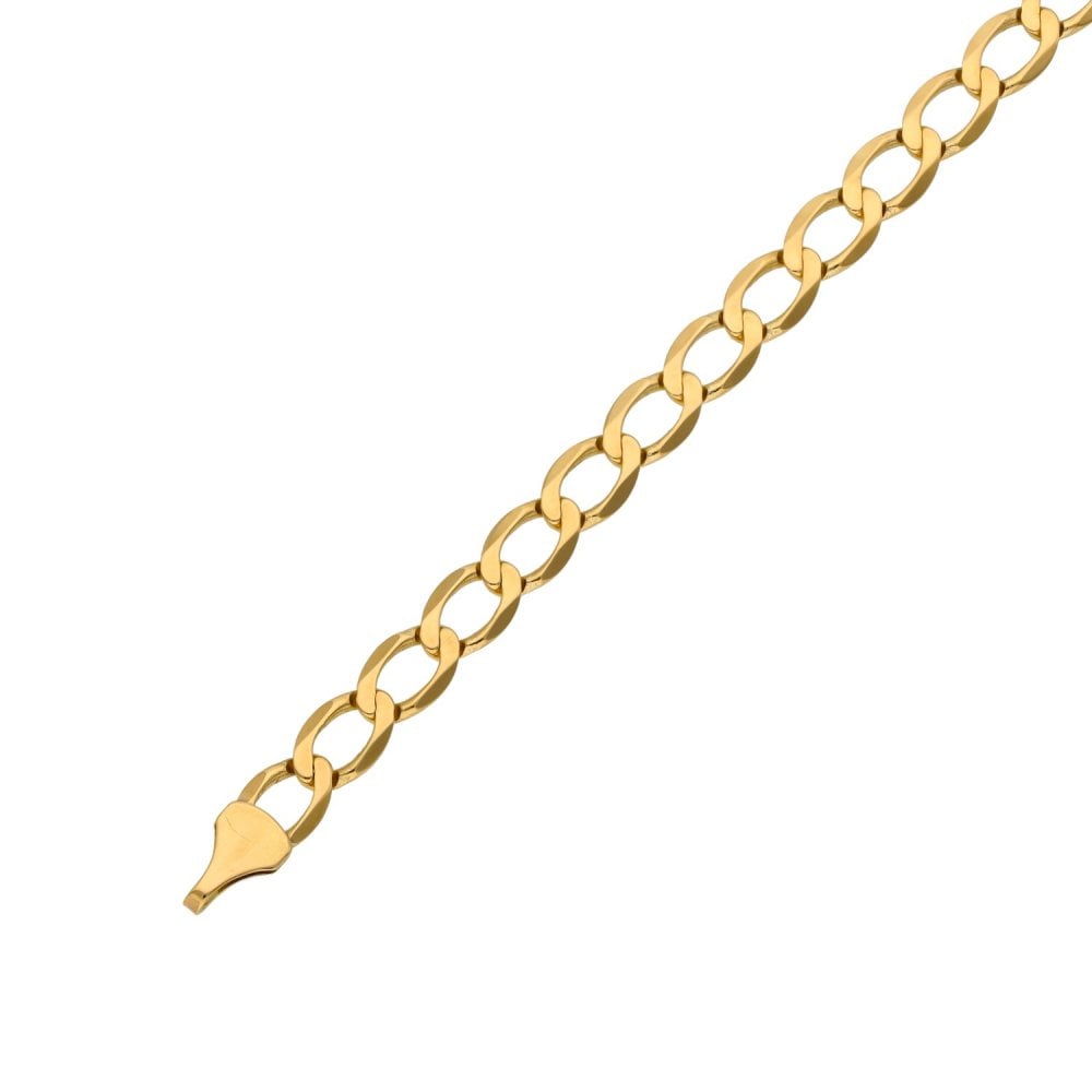Ladies 9ct Yellow Gold Curb Bracelet - 7.5" - 4.9g