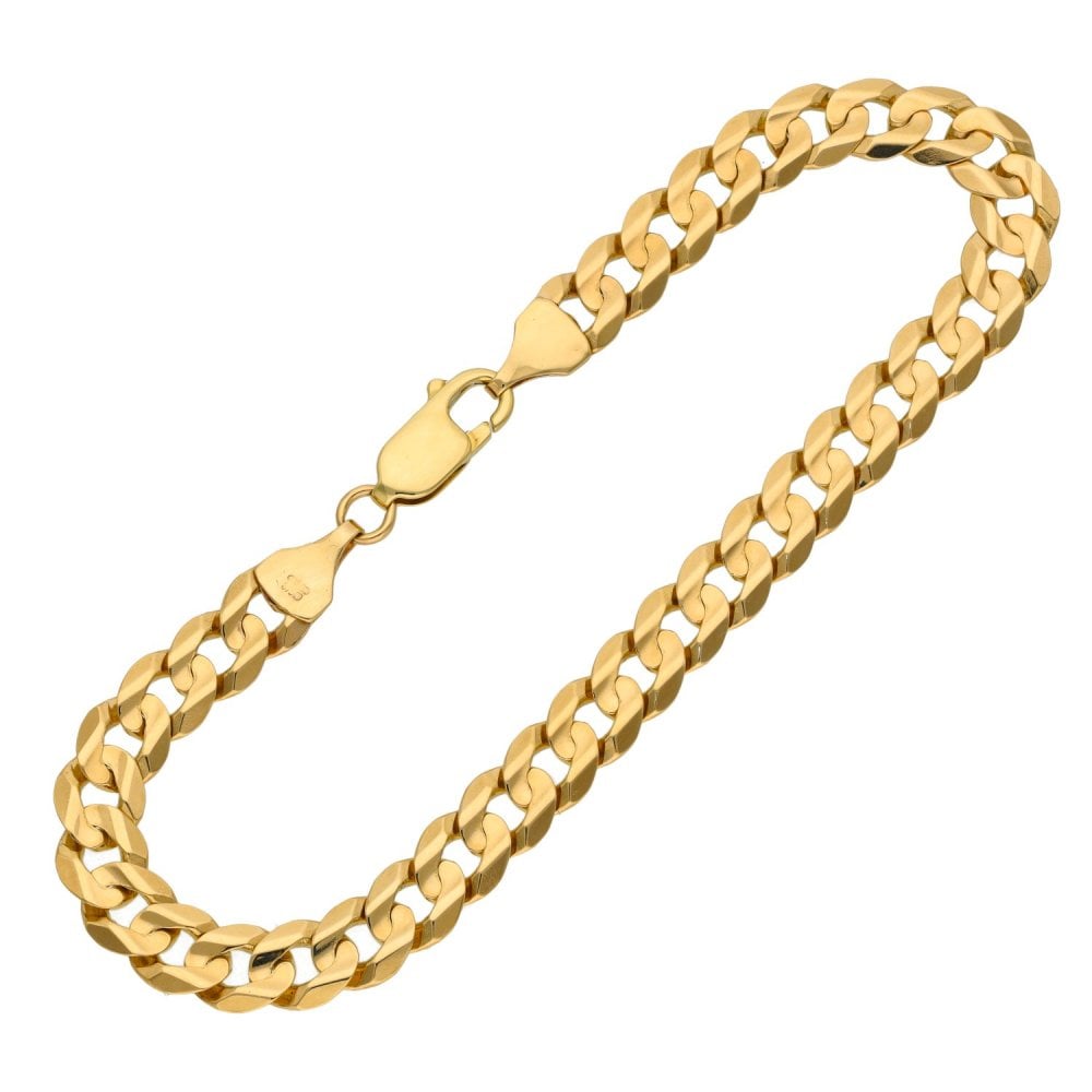 Gents 9ct Yellow Gold Curb Bracelet - 8" - 9.5g