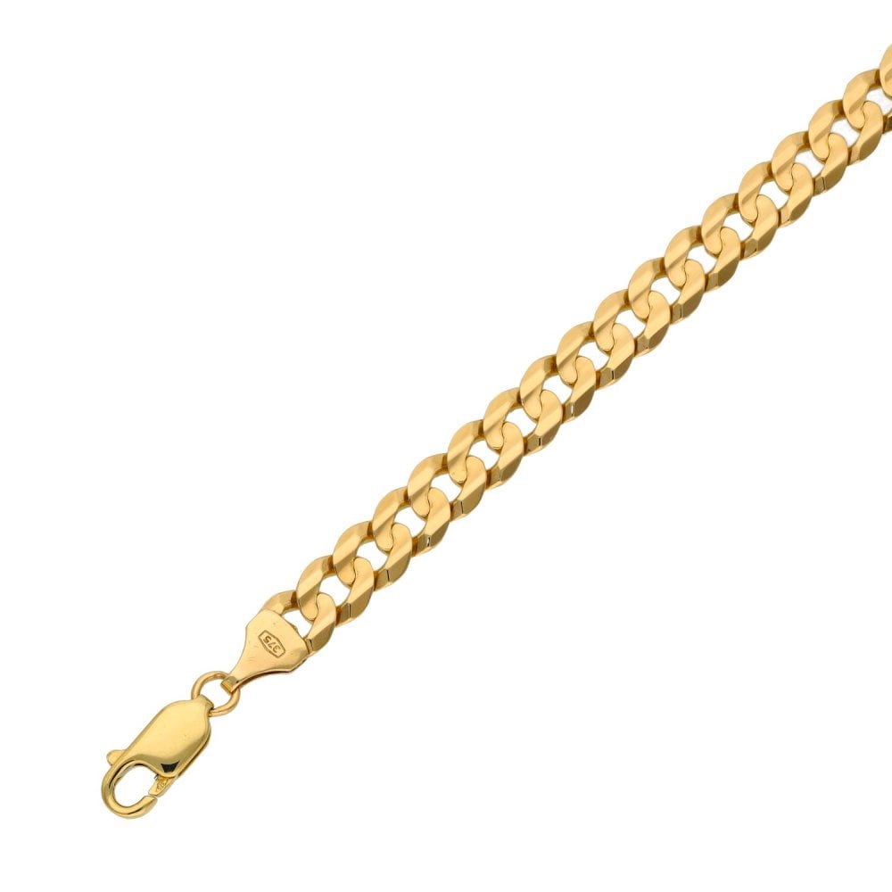 Gents 9ct Yellow Gold Curb Bracelet - 8" - 9.5g