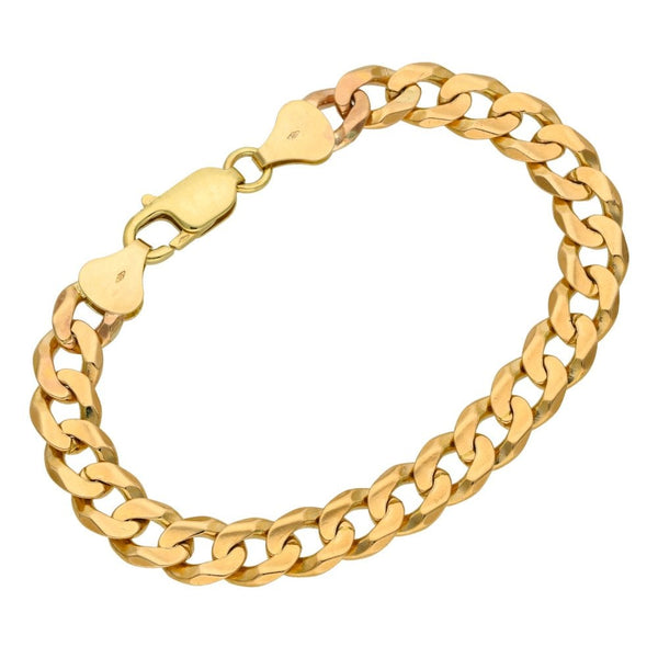 Ladies 9ct Yellow Gold Curb Bracelet - 7" - 16.1g