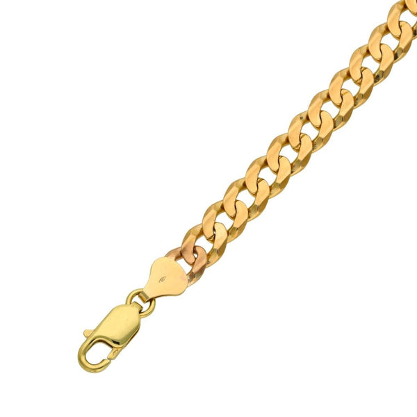 Ladies 9ct Yellow Gold Curb Bracelet - 7" - 16.1g
