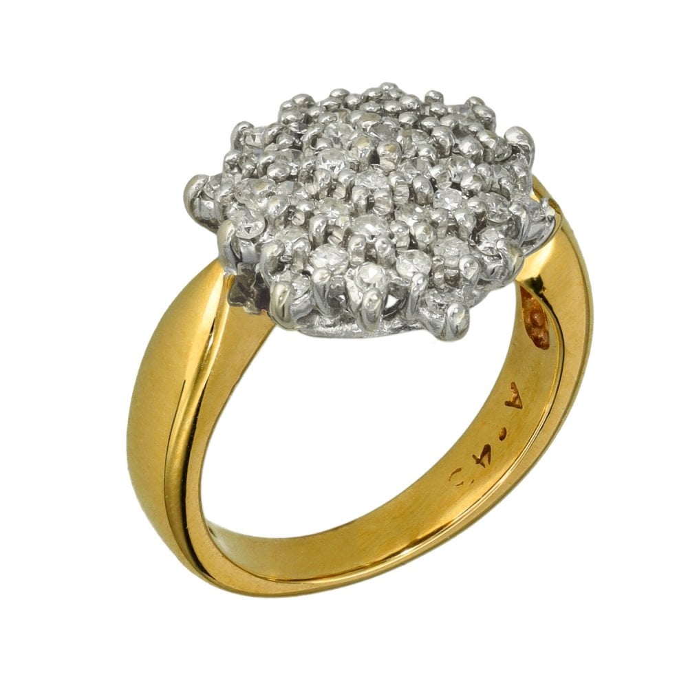 Ladies 9ct Yellow Gold Diamond Cluster Ring - 0.43ct