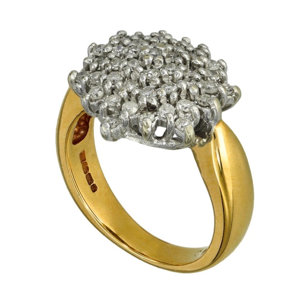 Ladies 9ct Yellow Gold Diamond Cluster Ring - 0.43ct