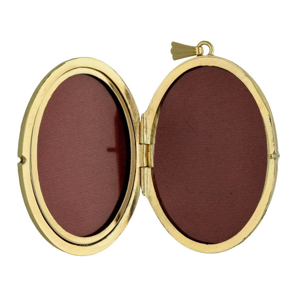 Ladies 9ct Yellow Gold Large Oval Flower Locket - 13.6g