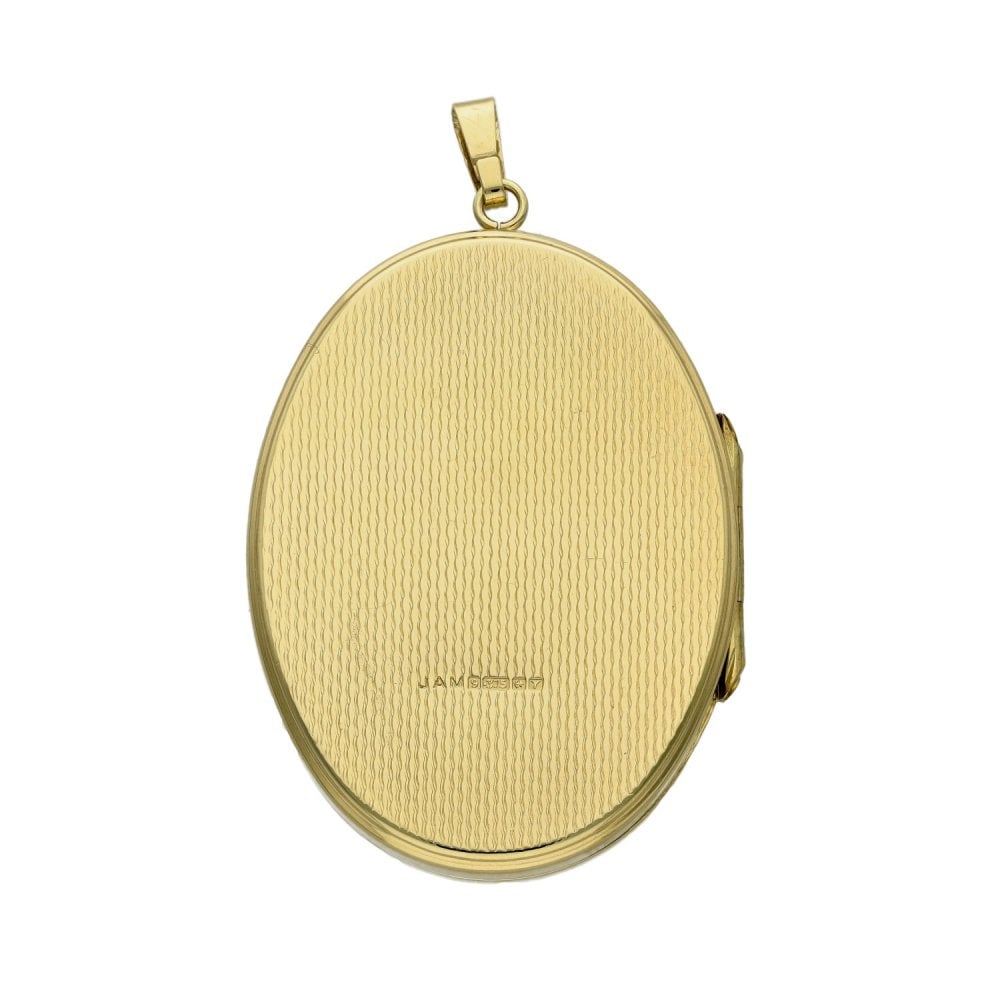 9ct Yellow Gold Flower-Engraved Locket - 32x43x5.5mm - 17.5g