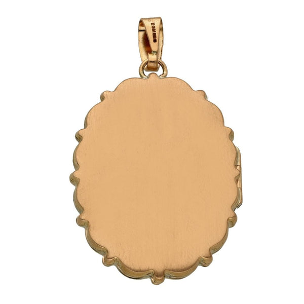 9ct Yellow & Rose Gold Flower Engraved Locket - 25x35x4mm - 7.3g