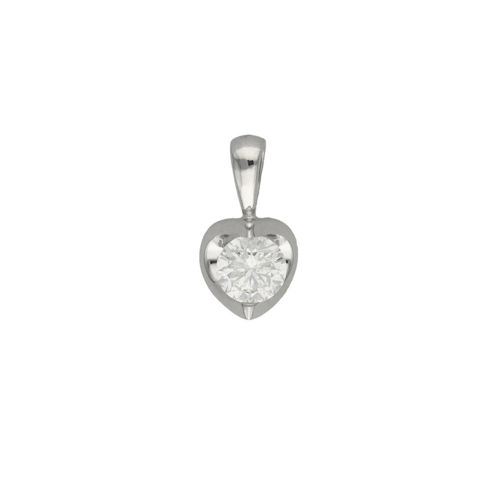 Ladies 18ct White Gold Diamond Solitaire Pendant - 0.42ct