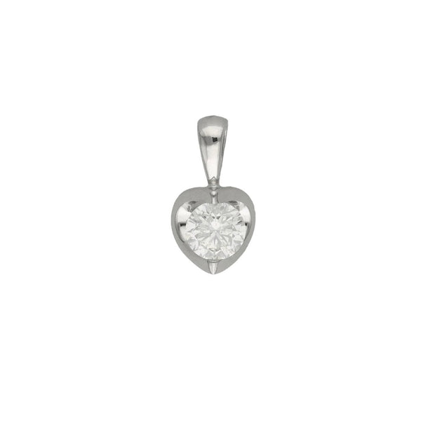 Ladies 18ct White Gold Diamond Solitaire Pendant - 0.42ct