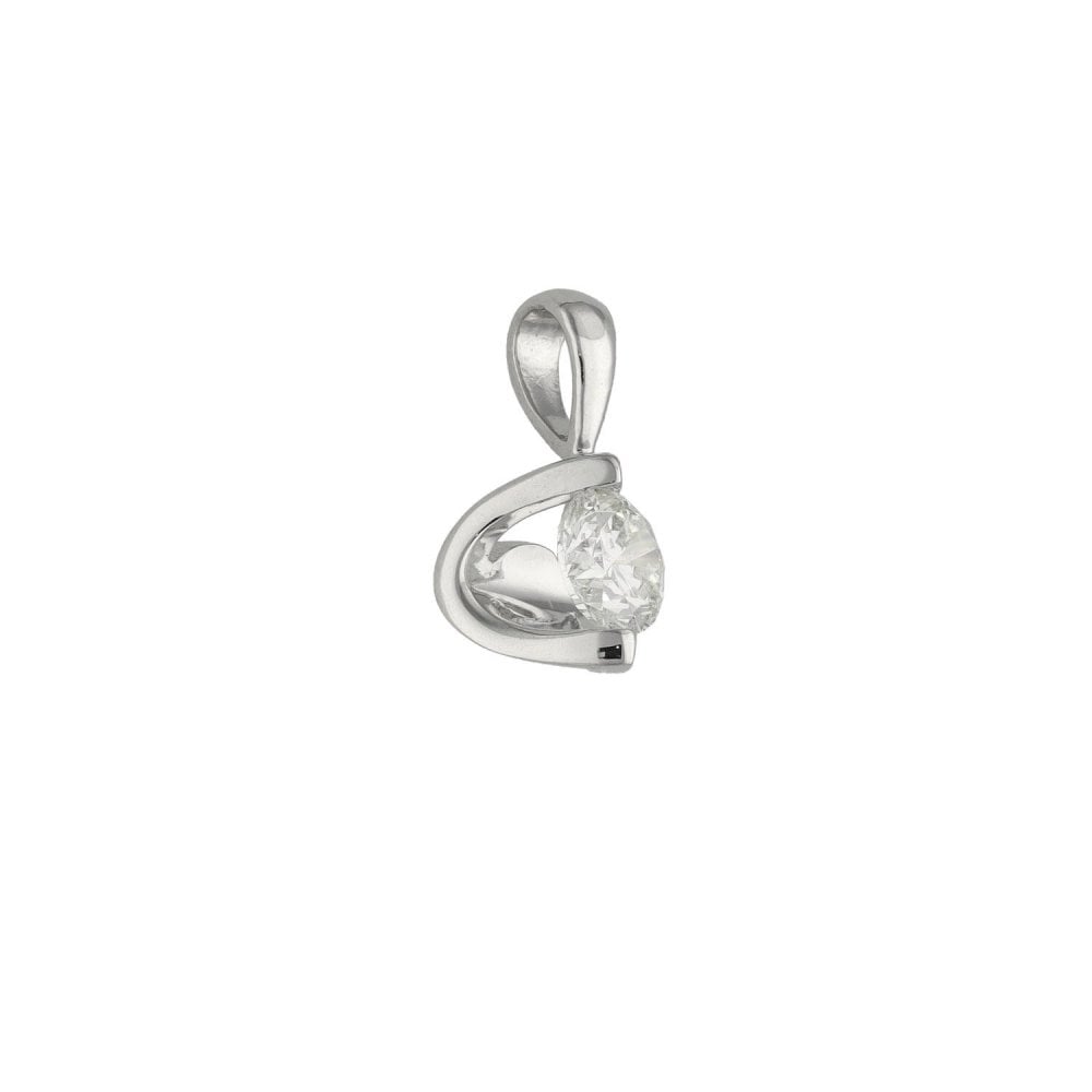Ladies 18ct White Gold Diamond Solitaire Pendant - 0.42ct
