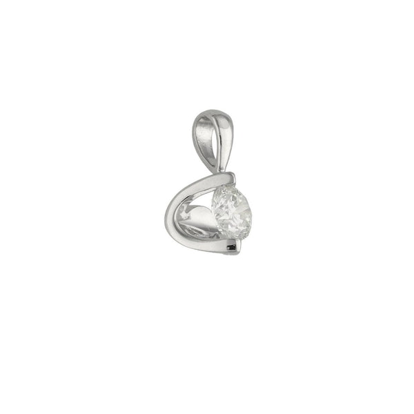 Ladies 18ct White Gold Diamond Solitaire Pendant - 0.42ct
