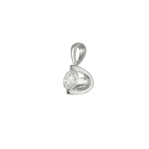 Ladies 18ct White Gold Diamond Solitaire Pendant - 0.42ct