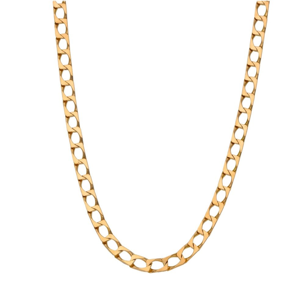 Gents 9ct Yellow Gold Open Curb Chain - 20" - 13.4g