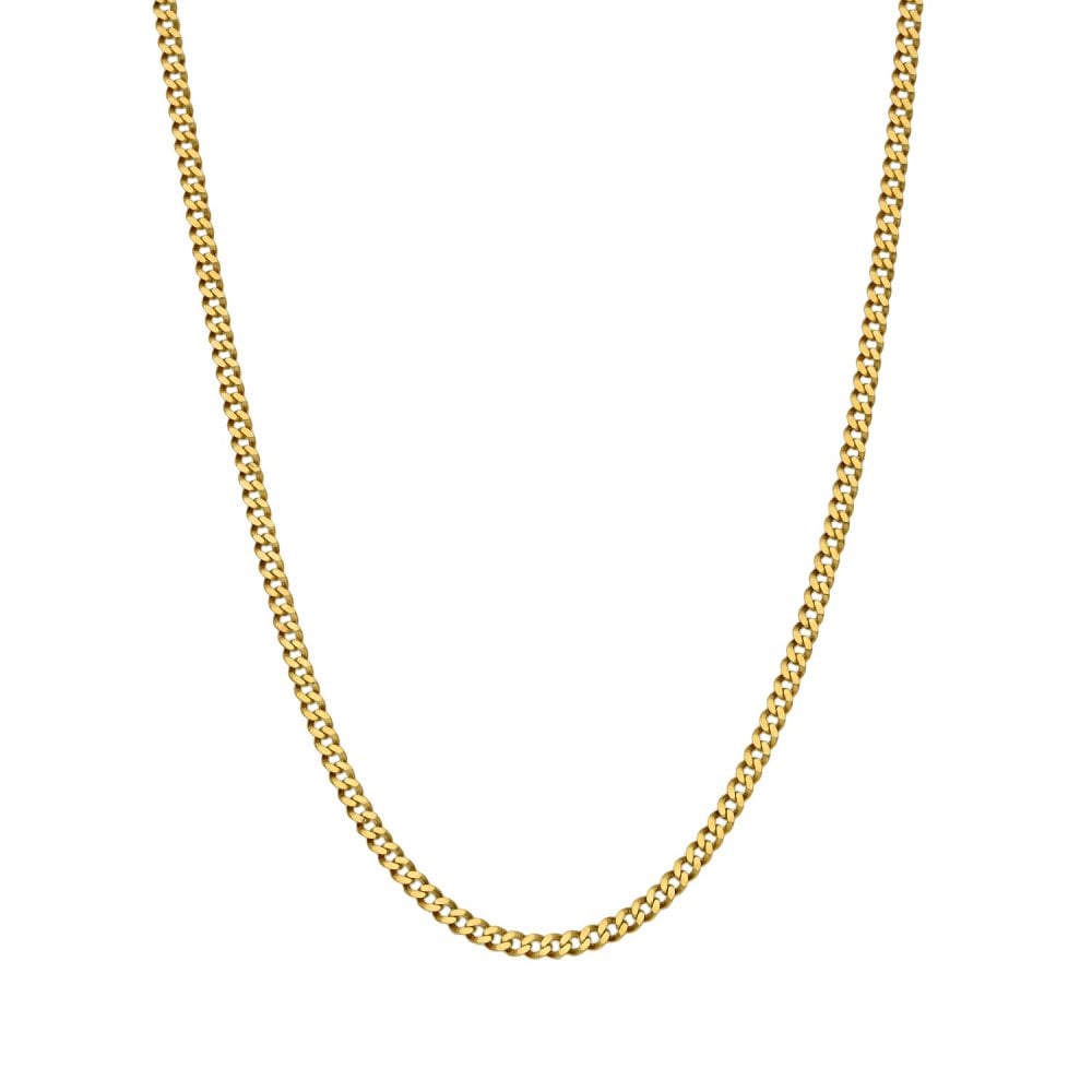 Ladies 9ct Yellow Gold Curb Necklace - 18" - 2.9g