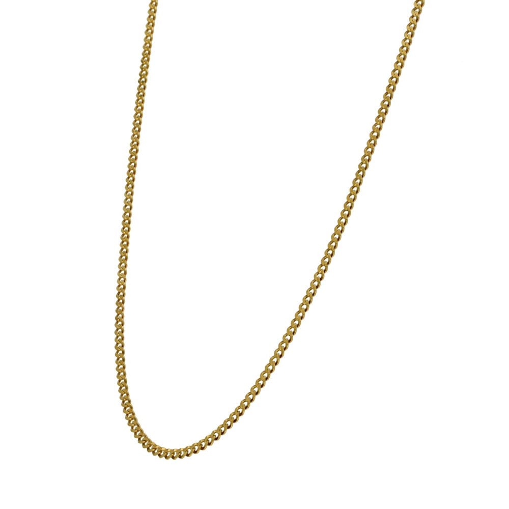 Ladies 9ct Yellow Gold Curb Necklace - 18" - 2.9g