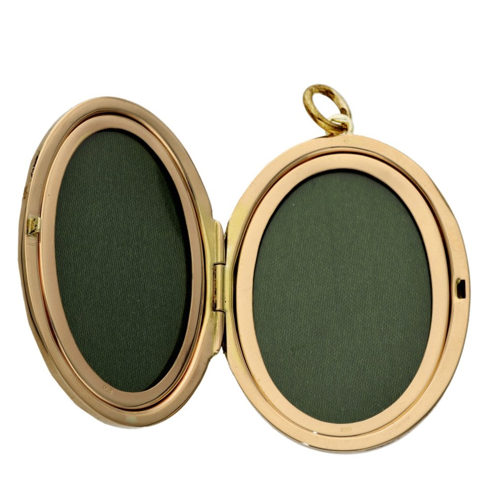 9ct Yellow Gold Large Oval Engraved Locket - 16.6g