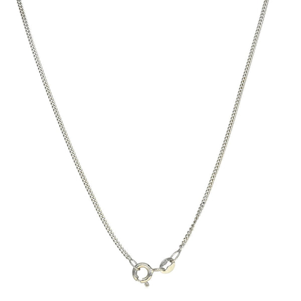 Ladies 9ct White Gold Curb Necklace - 18" - 2.4g