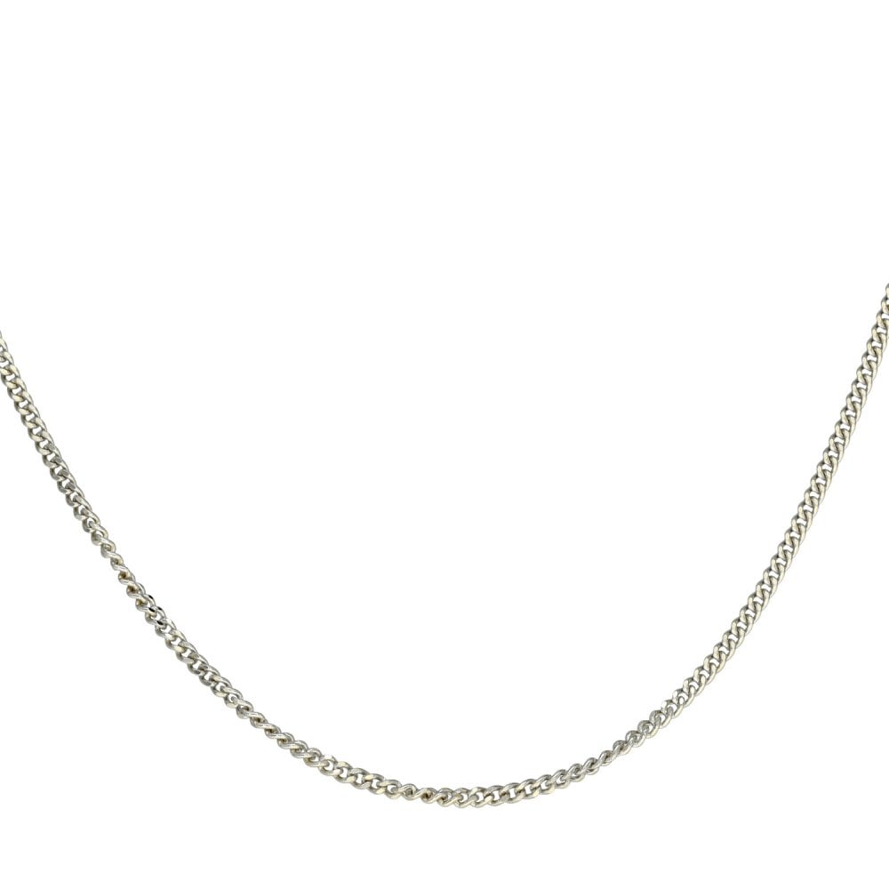 Ladies 9ct White Gold Curb Necklace - 18" - 2.4g