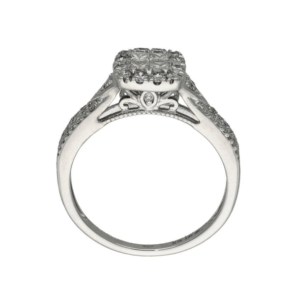 Ladies 9ct White Gold Diamond Cluster Ring - 0.50ct - Size M