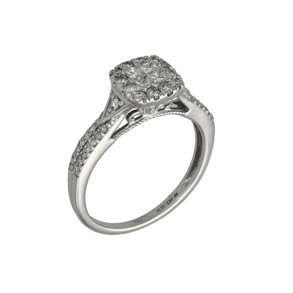 Ladies 9ct White Gold Diamond Cluster Ring - 0.50ct - Size M