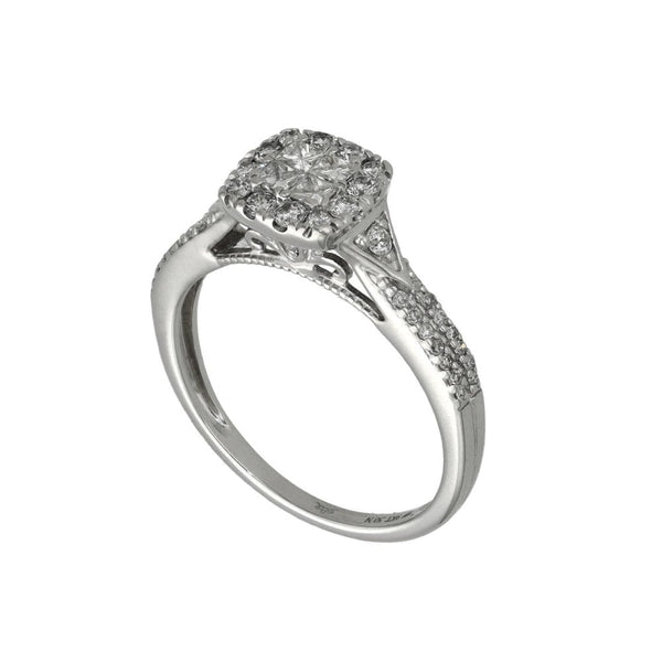 Ladies 9ct White Gold Diamond Cluster Ring - 0.50ct - Size M