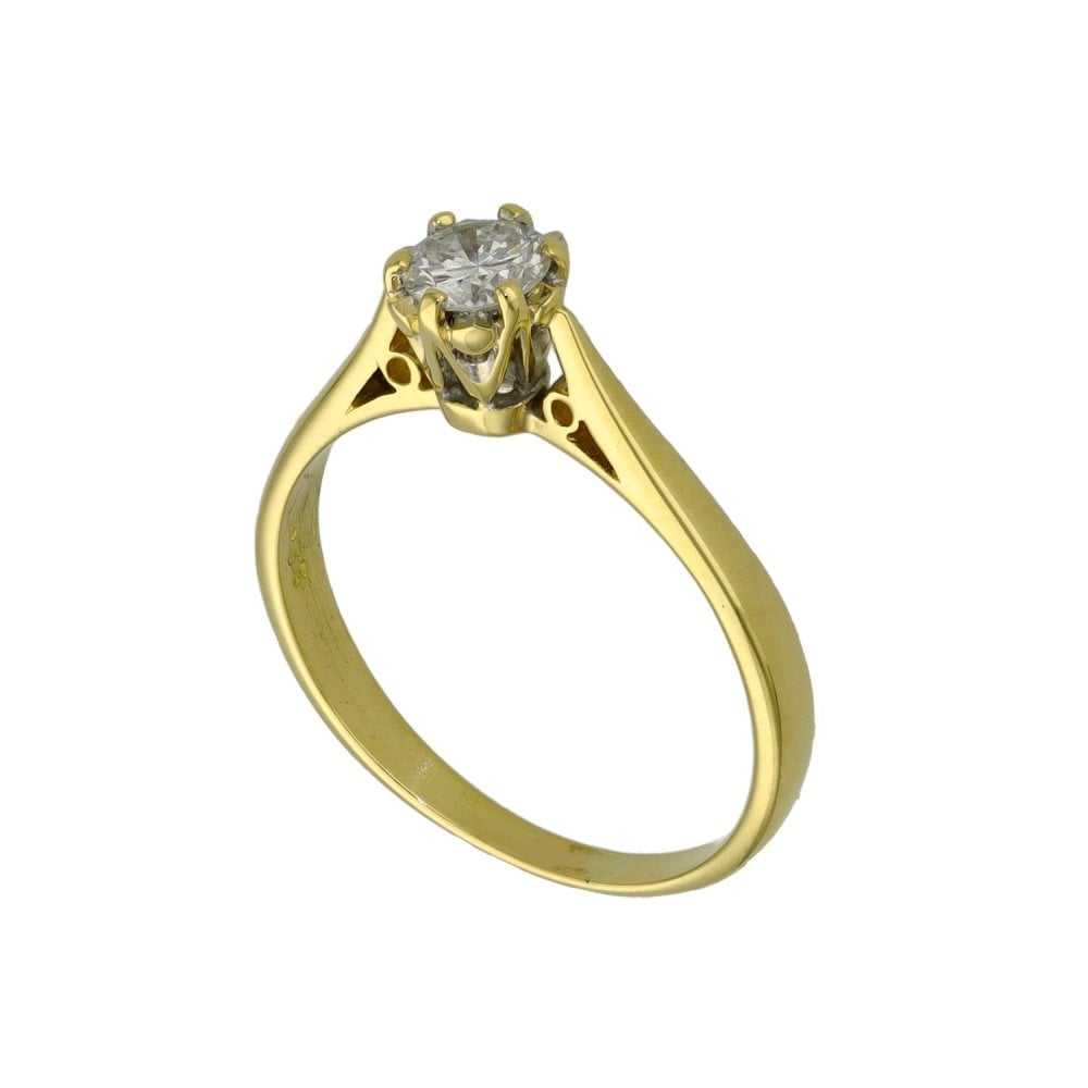 Ladies 18ct Yellow Gold Diamond Engagement Ring - 0.33ct
