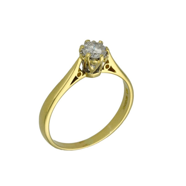 Ladies 18ct Yellow Gold Diamond Engagement Ring - 0.33ct