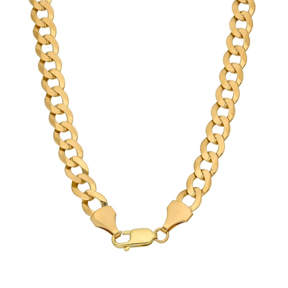 9ct Yellow Gold Cubic Zirconia Cross & Curb Chain - 24"