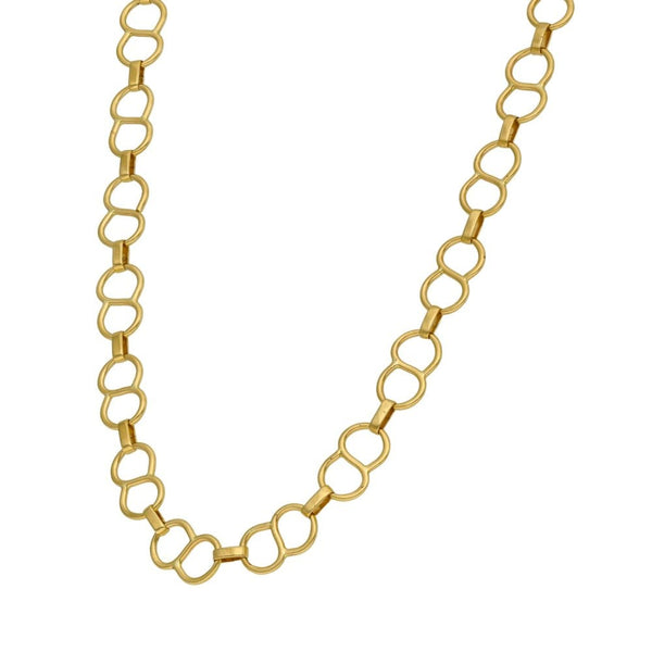 9ct Yellow Gold Flat Open Link Necklace - 19" - 11.2g