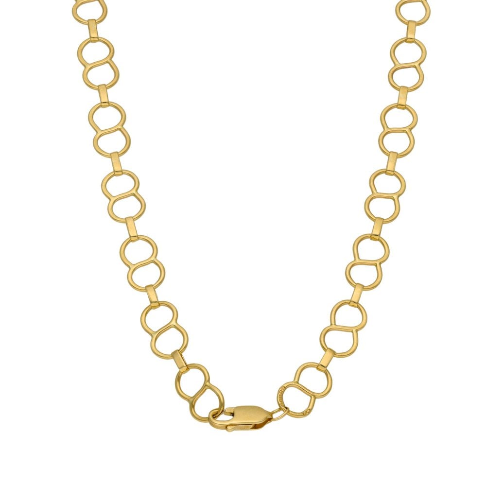 9ct Yellow Gold Flat Open Link Necklace - 19" - 11.2g