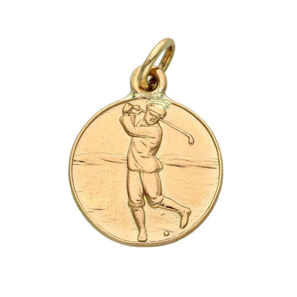 9ct Rose Gold Golf Medal Pendant - 19x23x2mm - 4.6g