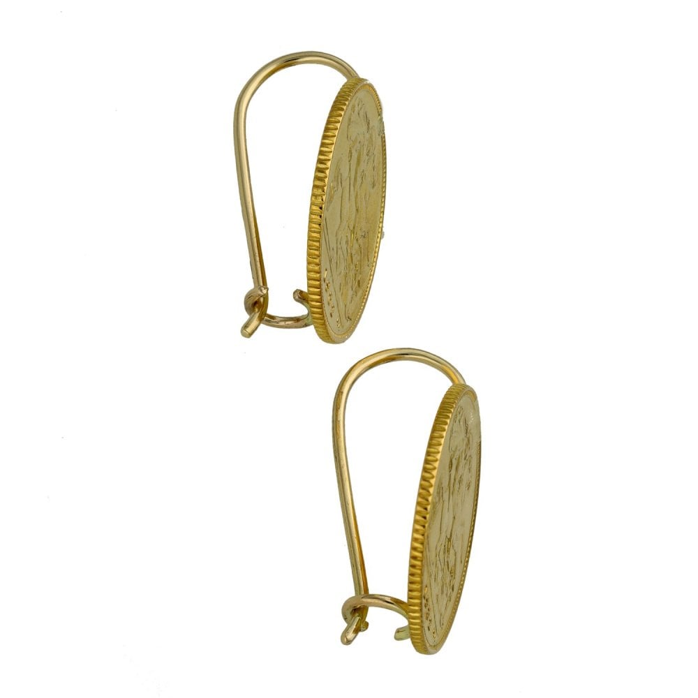 1982 Yellow Gold Half Sovereign Coin Earrings - 8.7g