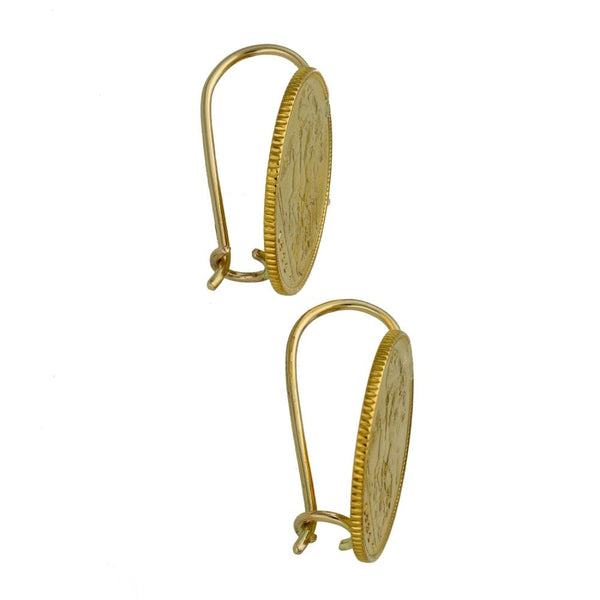 1982 Yellow Gold Half Sovereign Coin Earrings - 8.7g