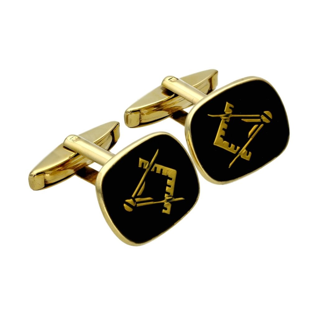 Gents 9ct Yellow Gold Masonic Cufflinks - 10.4g