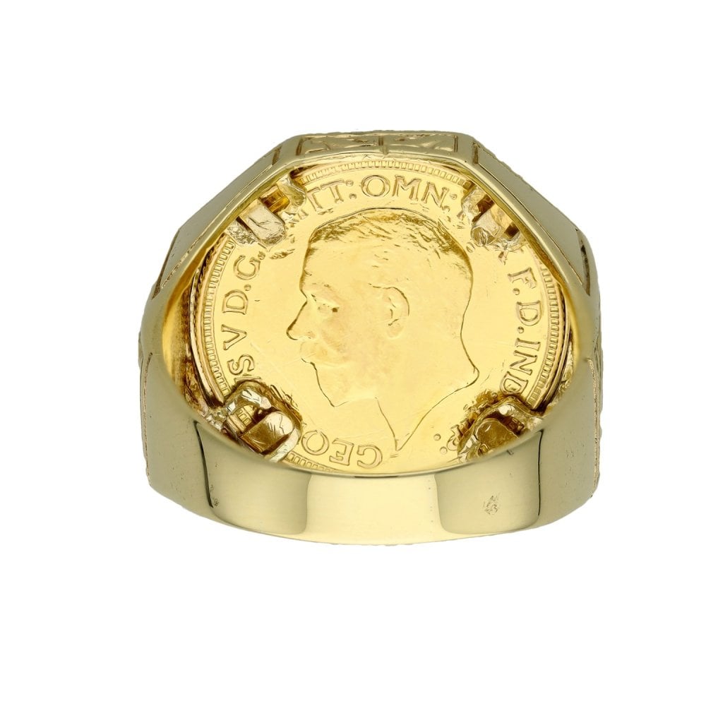 1929 Yellow Gold Full Sovereign Coin Ring - Size Z+2½