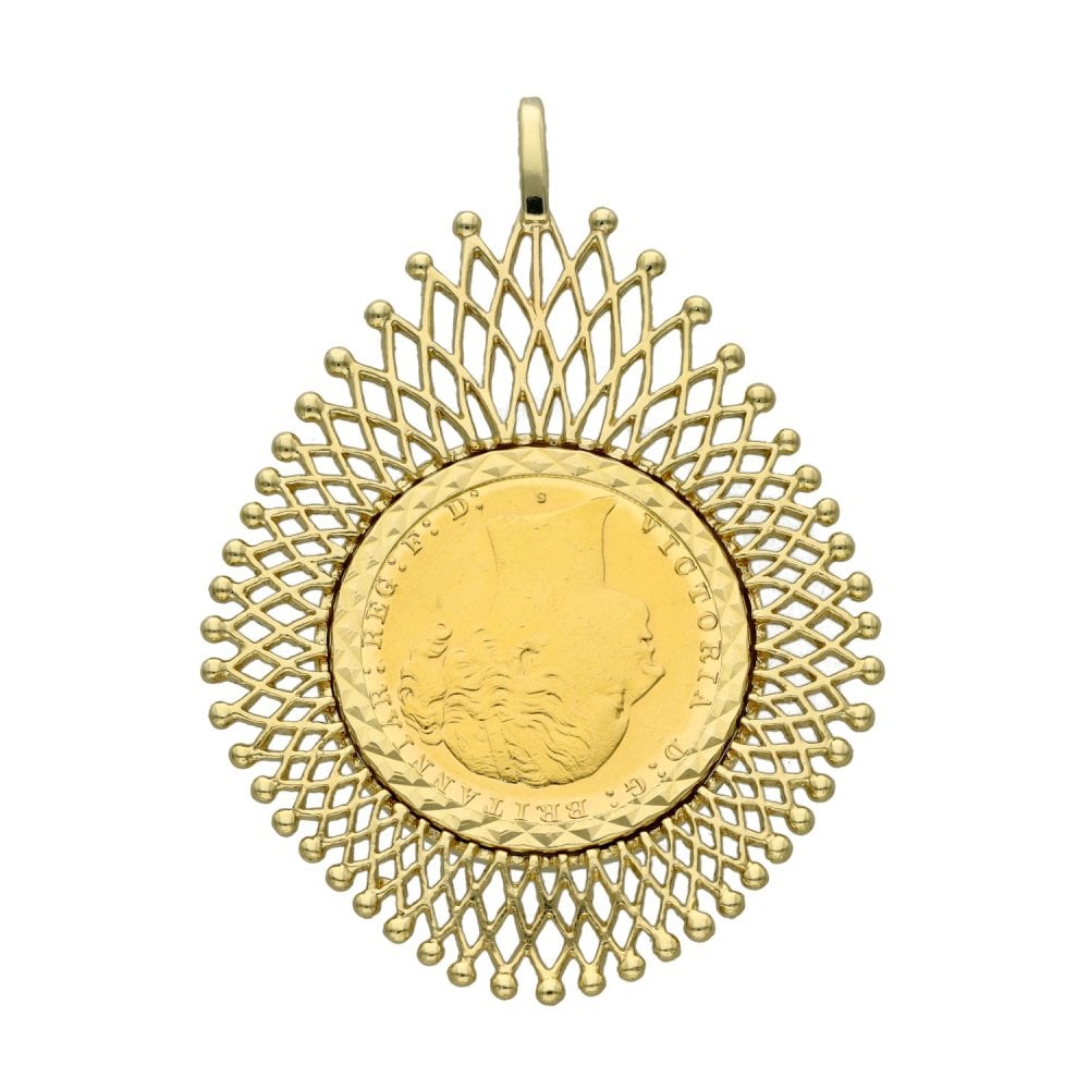 1883 Yellow Gold Full Sovereign Coin Pendant - 14.8g