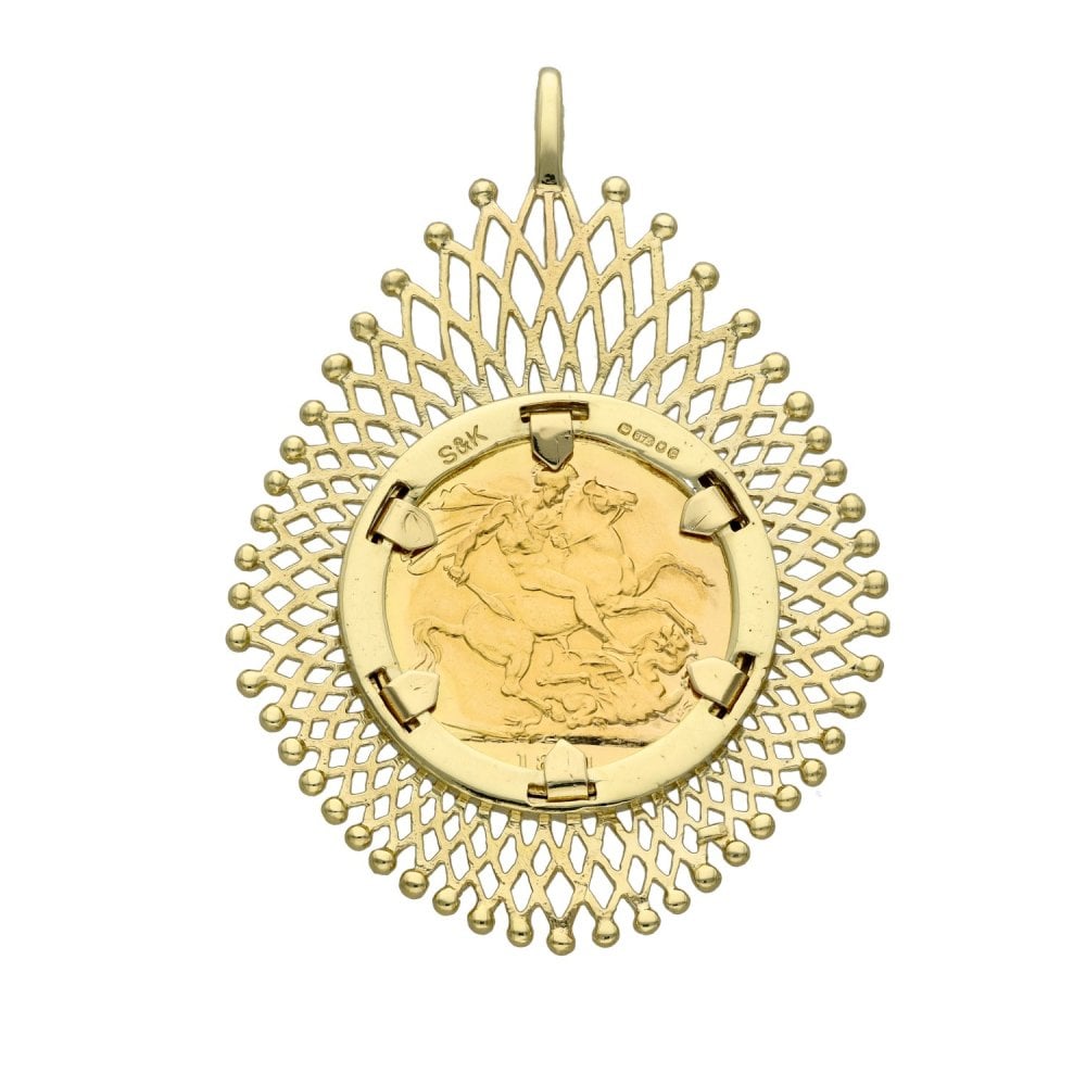 1883 Yellow Gold Full Sovereign Coin Pendant - 14.8g