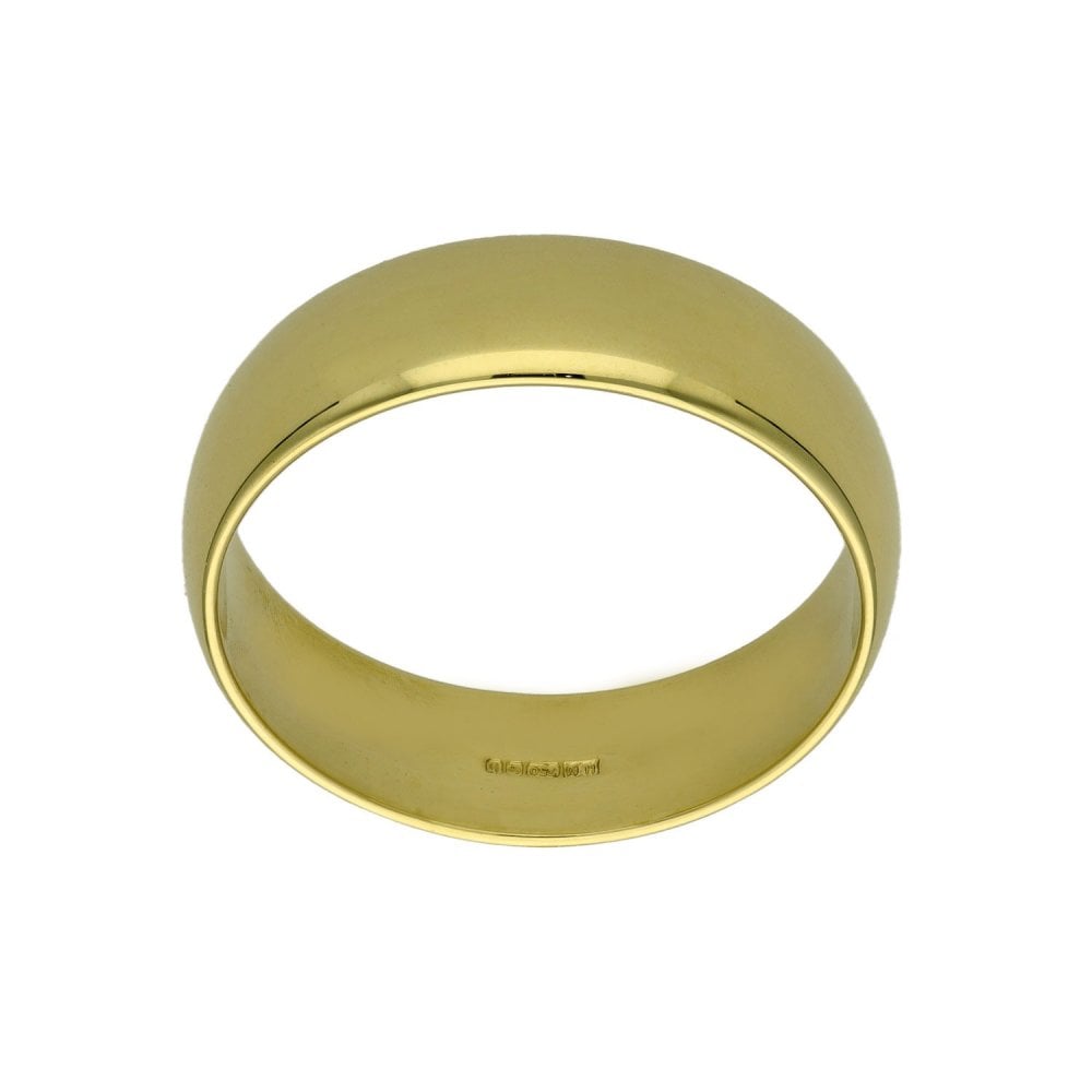 18ct Yellow Gold D-Shape Wedding Ring - Size W - 8.7g