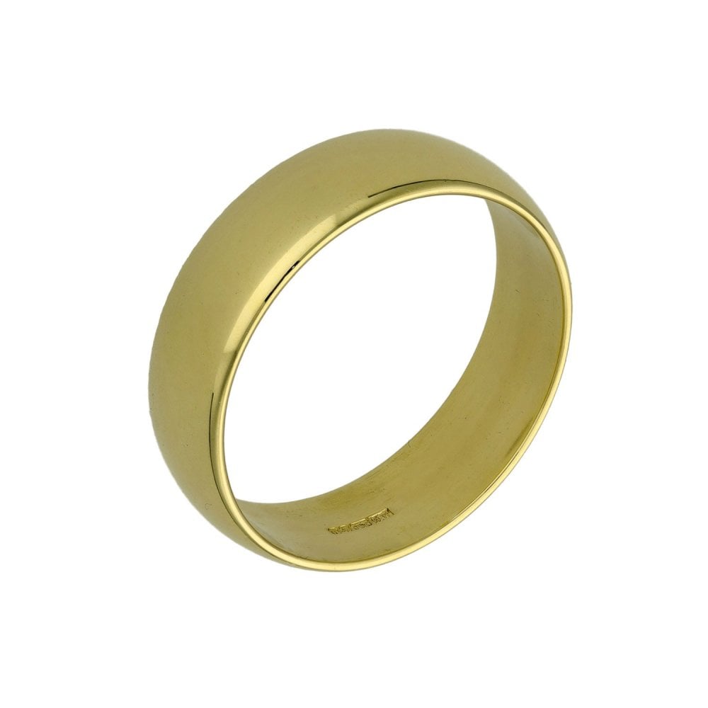 18ct Yellow Gold D-Shape Wedding Ring - Size W - 8.7g