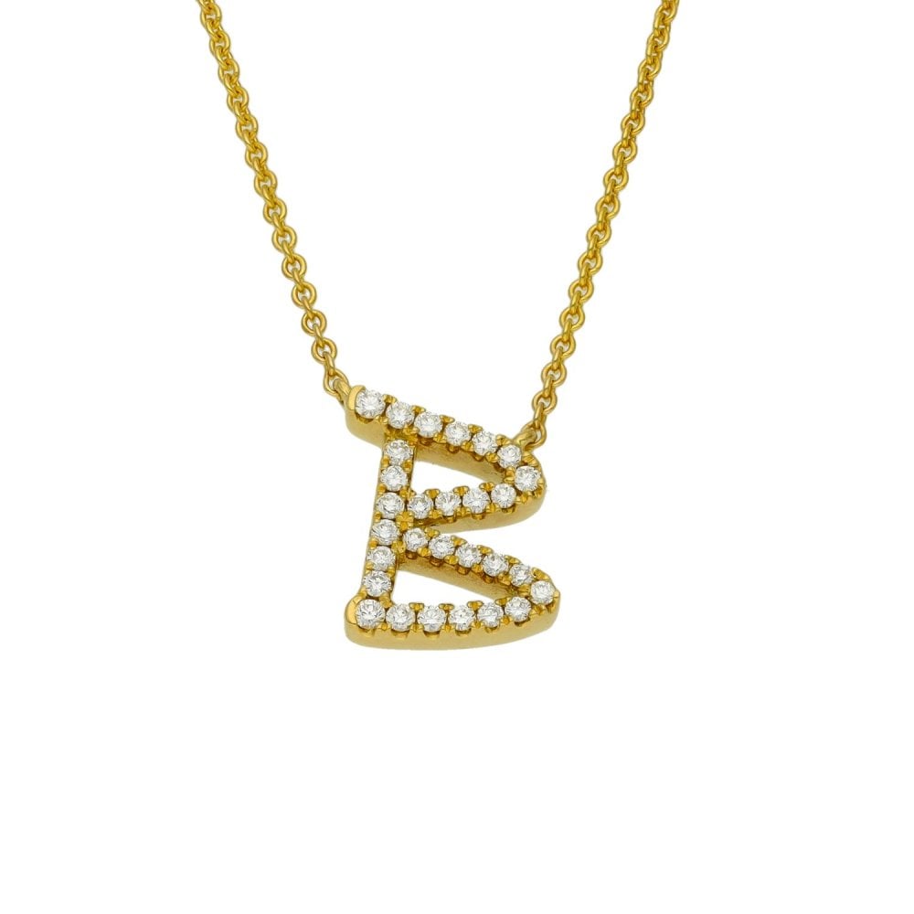 Ladies 18ct Yellow Gold Diamond Set B Initial Necklace