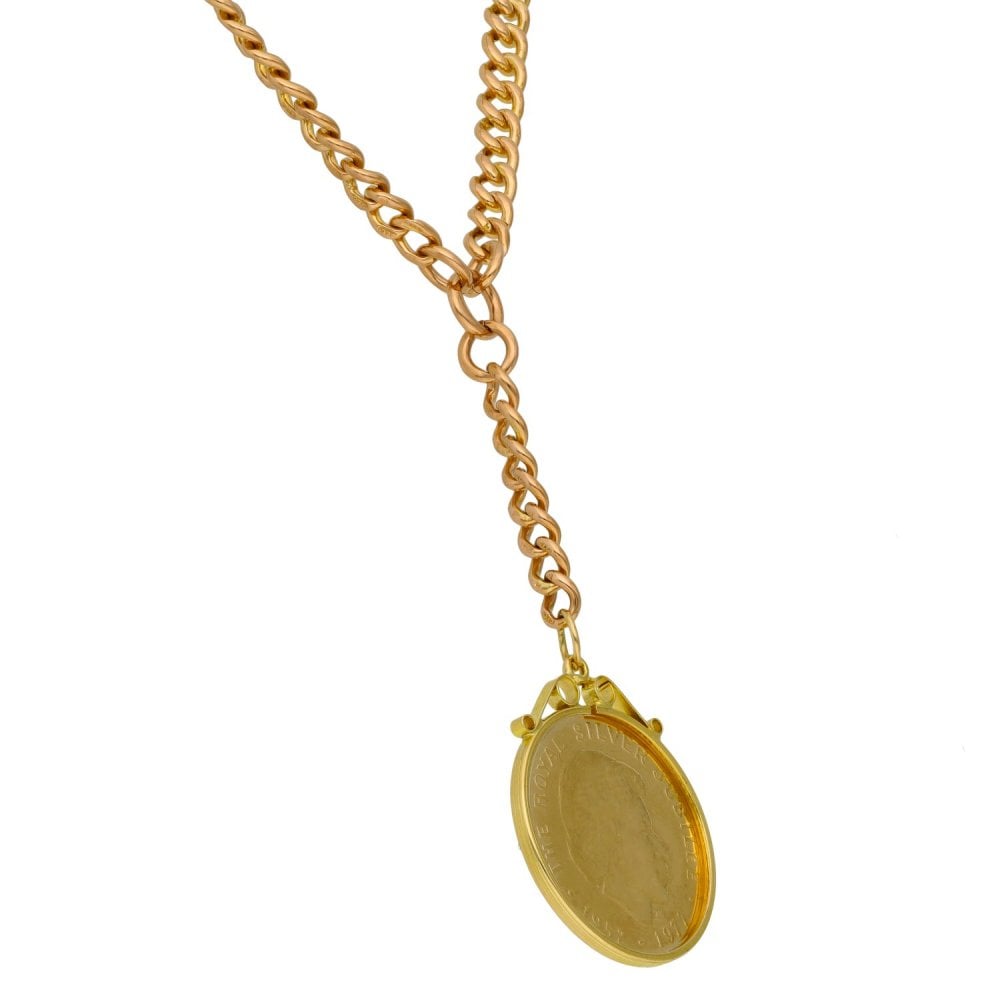 9ct Yellow Gold Royal Silver Jubilee Medal Albert Chain -1952-77