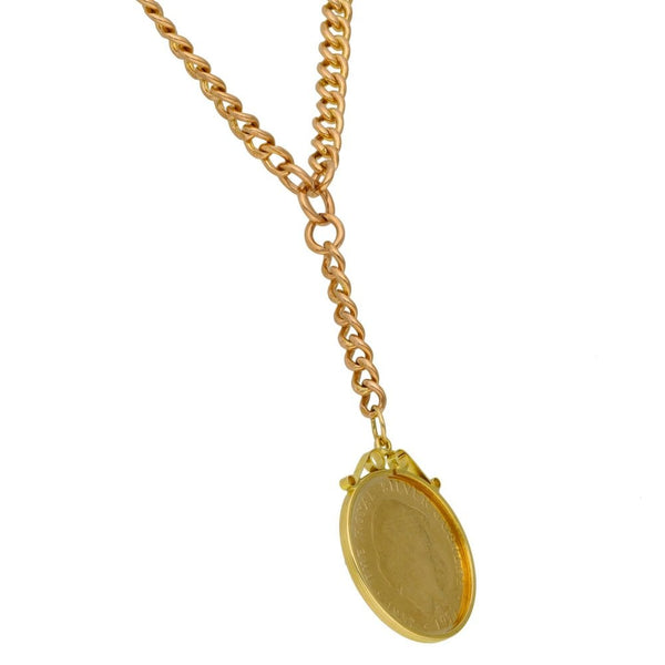 9ct Yellow Gold Royal Silver Jubilee Medal Albert Chain -1952-77