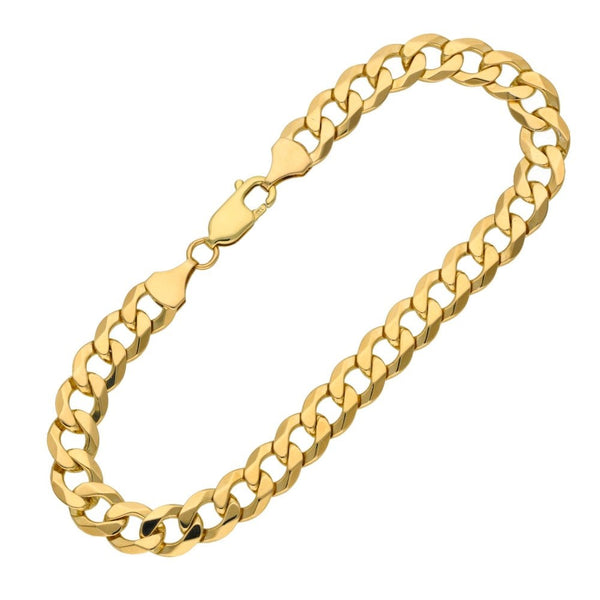 Ladies 9ct Yellow Gold Curb Bracelet - 8" - 5.3g