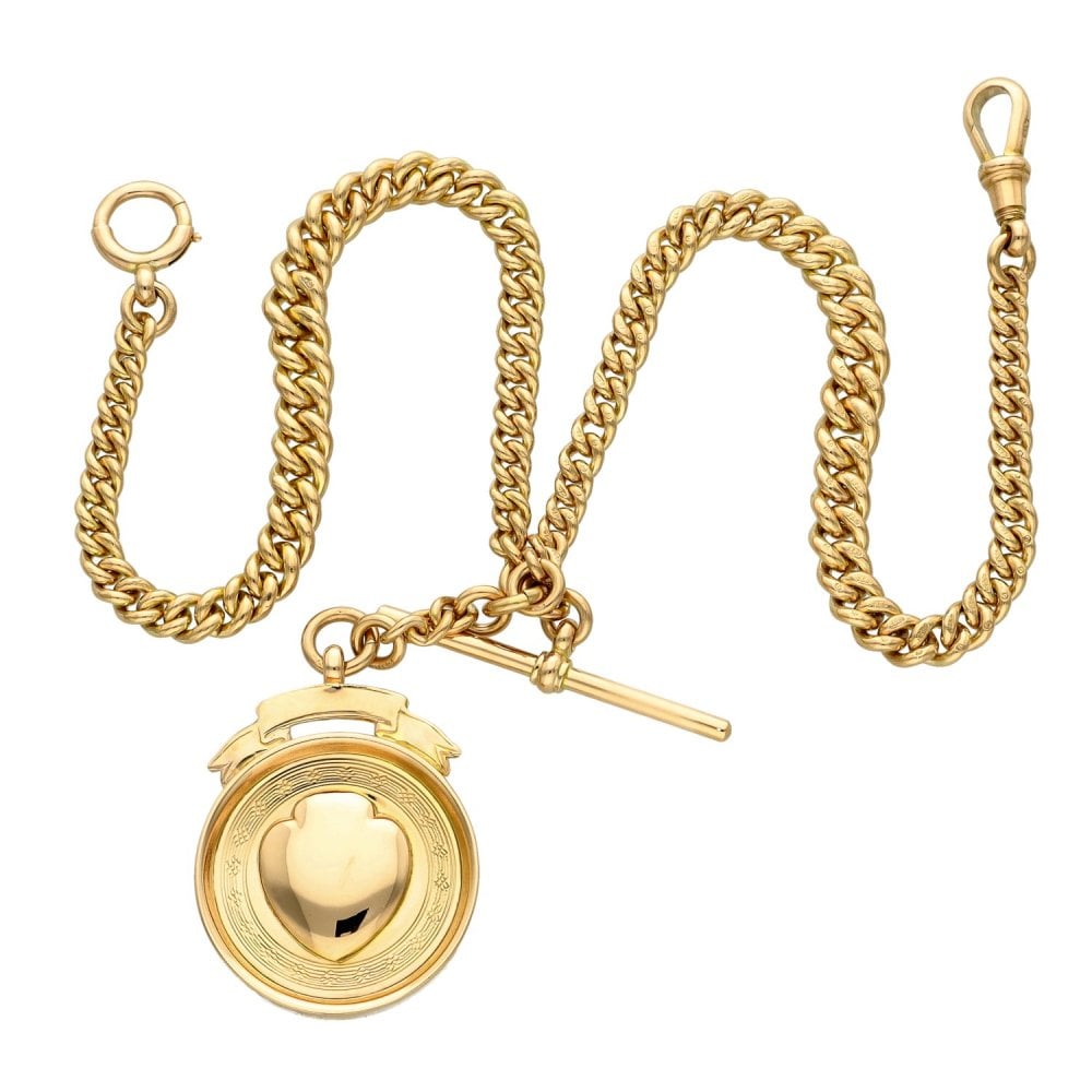 Gents 9ct Rose Gold Albert Pocket Watch Chain - 14" - 48.2g