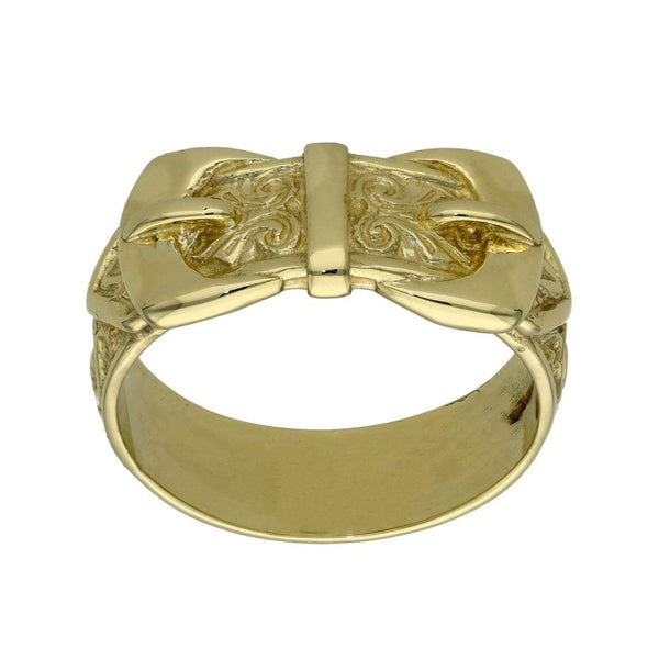 9ct Yellow Gold Double Buckle Ring - Size Y½  - 10.6g