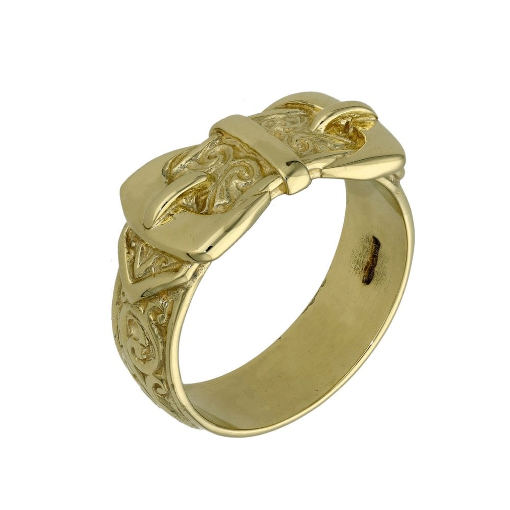 9ct Yellow Gold Double Buckle Ring - Size Y½  - 10.6g