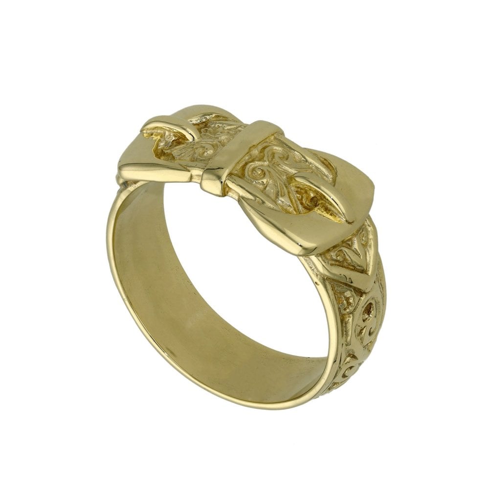 9ct Yellow Gold Double Buckle Ring - Size Y½  - 10.6g