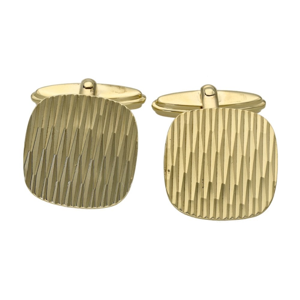 9ct Yellow Gold Square Textured Cufflinks - 7.0g