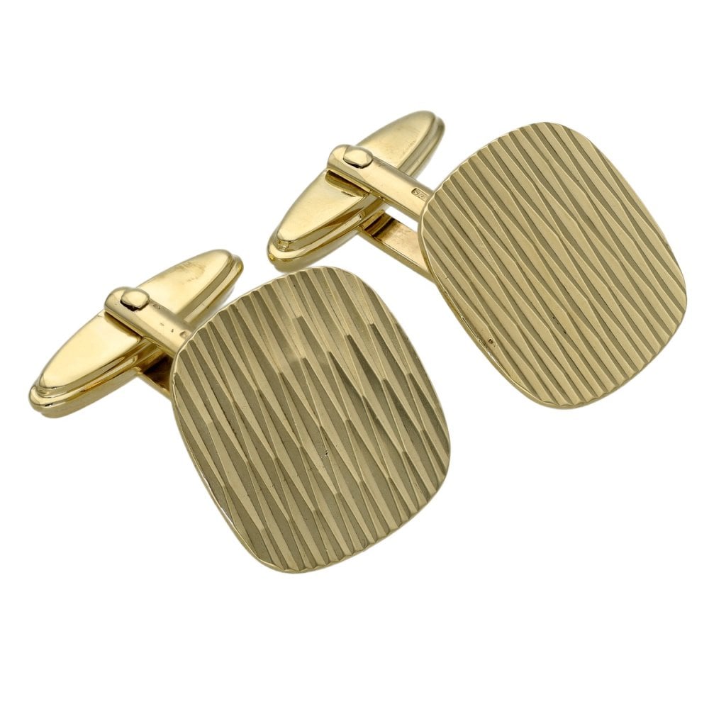 9ct Yellow Gold Square Textured Cufflinks - 7.0g