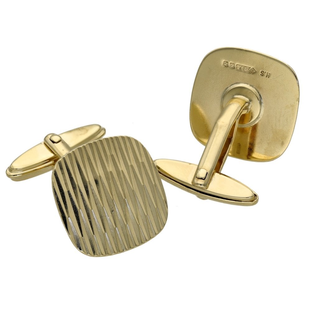9ct Yellow Gold Square Textured Cufflinks - 7.0g