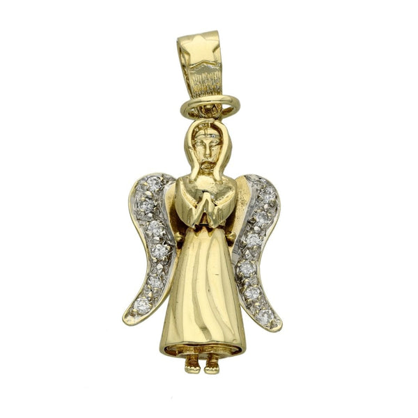 9ct Yellow Gold Cubic Zirconia Angel Pendant - 5.4g